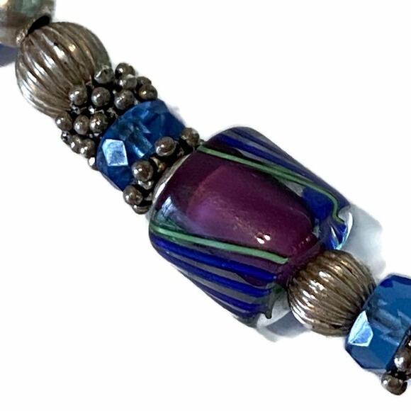 Glass Beaded Bracelet Art Deco Boho Western Gypsy Ethereal Classy Fancy Modest - Picture 3 of 7